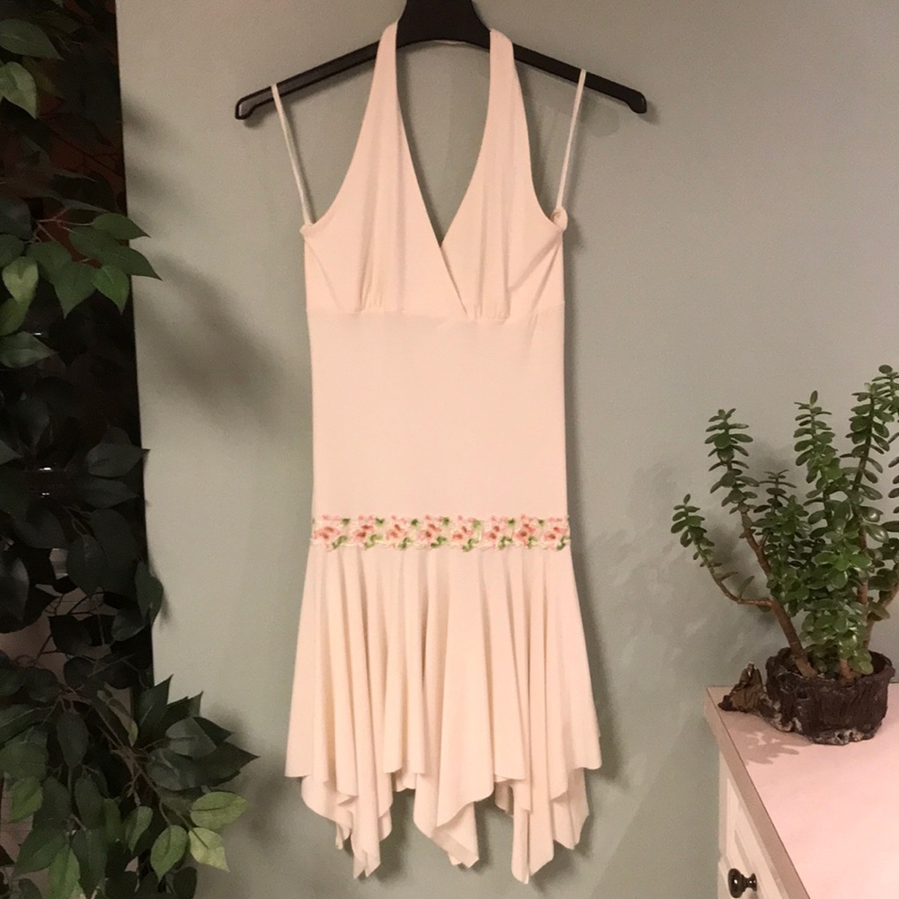 White Halter Dress with Flowers